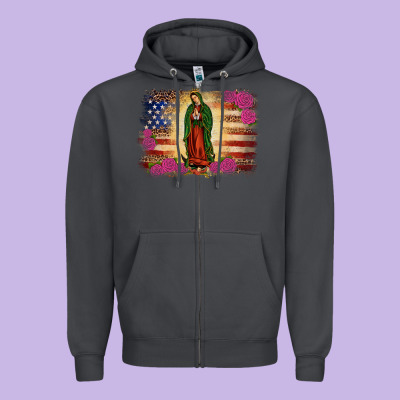 America Our Lady Of Guadalupe Zipper Hoodie Designed By Jahusdesignshop