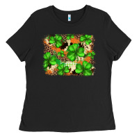 Black st.patricks plaid  green glitter cowhide  leopard Ladies Tee - FaDigitalArtStudio