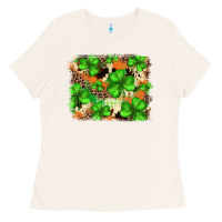Bone st.patricks plaid  green glitter cowhide  leopard Ladies Tee - FaDigitalArtStudio