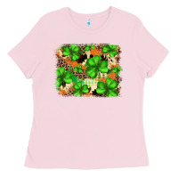 Bubblegum Pink st.patricks plaid  green glitter cowhide  leopard Ladies Tee - FaDigitalArtStudio