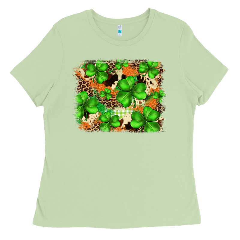 St.patricks Plaid  Green Glitter Cowhide  Leopard Ladies Tee by FaDigitalArtStudio | Teevron