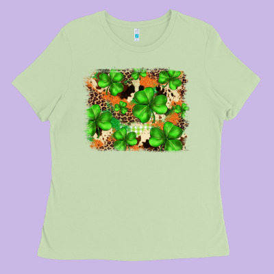 St.patricks Plaid  Green Glitter Cowhide  Leopard Ladies Tee Designed By Fadigitalartstudio