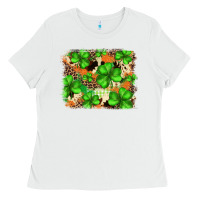 White st.patricks plaid  green glitter cowhide  leopard Ladies Tee - FaDigitalArtStudio