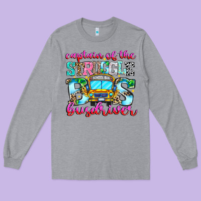 Captain Of The Struggle Bus Bus Long Sleeve Tee Designed By Cowhidedigitalart