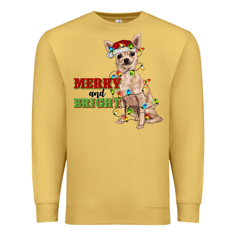 Merry And Bright Chihuahua Premium Sweatshirt by RanaPortraitStore | Teevron