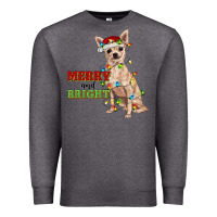 Charcoal Heather merry and bright chihuahua Premium Sweatshirt - RanaPortraitStore