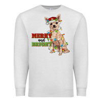 Oatmeal Heather merry and bright chihuahua Premium Sweatshirt - RanaPortraitStore