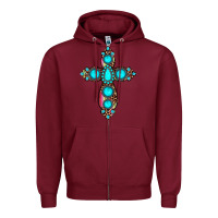 Burgundy gemstone cross Zipper Hoodie - JahusDesignShop