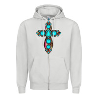 Dove Grey gemstone cross Zipper Hoodie - JahusDesignShop