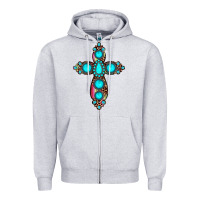 Heather Grey gemstone cross Zipper Hoodie - JahusDesignShop
