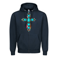 Navy gemstone cross Zipper Hoodie - JahusDesignShop