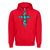 Red gemstone cross Zipper Hoodie - JahusDesignShop