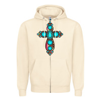 Sandshell gemstone cross Zipper Hoodie - JahusDesignShop