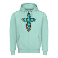 Seafoam gemstone cross Zipper Hoodie - JahusDesignShop