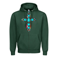 Sports Green gemstone cross Zipper Hoodie - JahusDesignShop