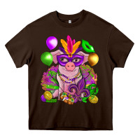 Chocolate Brown Mardi Gras Pig Heavy Core Tee - HowdyJamesFarm