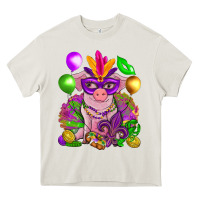 Cream Mardi Gras Pig Heavy Core Tee - HowdyJamesFarm
