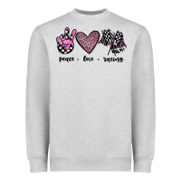 Heather Grey peace love racing Heavyweight Sweatshirt - JahusDesignShop