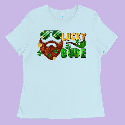 Lucky Dude Saint Patricks Bearded Man Ladies Tee Designed By Fadigitalartstudio