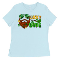Baby Blue lucky dude saint patricks bearded man Ladies Tee - FaDigitalArtStudio