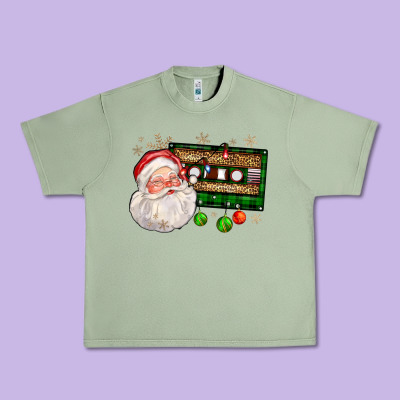 Santa Cassette Urban Heavy Tee Designed By Fadigitalartstudio
