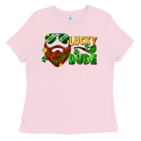 Lucky Dude Saint Patricks Bearded Man Ladies Tee | Teevron