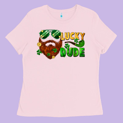 Lucky Dude Saint Patricks Bearded Man Ladies Tee Designed By Fadigitalartstudio