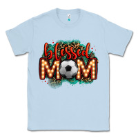 Dusty Blue blessed soccer mom lightbulb letters Classic Tee - OliviaCreatesArt