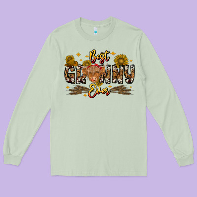 Best Granny Ever Western Theme Long Sleeve Tee Designed By Cowhidedigitalart