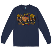 Navy best granny ever western theme Long Sleeve Tee - CowhideDigitalArt