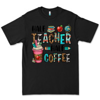 Black half teacher half coffee Premium Tee - OliviaCreatesArt