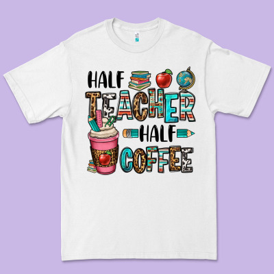 Half Teacher Half Coffee Premium Tee Designed By Oliviacreatesart