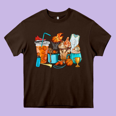Basketball Coffee Cups Heavy Core Tee Designed By Howdyjamesfarm
