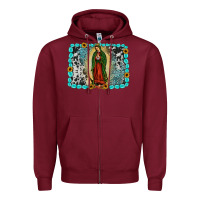 Burgundy Gemstone our lady of Guadalupe Zipper Hoodie - JahusDesignShop