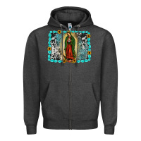 Charcoal Heather Gemstone our lady of Guadalupe Zipper Hoodie - JahusDesignShop