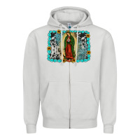 Dove Grey Gemstone our lady of Guadalupe Zipper Hoodie - JahusDesignShop