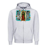 Heather Grey Gemstone our lady of Guadalupe Zipper Hoodie - JahusDesignShop