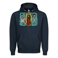 Navy Gemstone our lady of Guadalupe Zipper Hoodie - JahusDesignShop