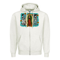 Oatmeal Heather Gemstone our lady of Guadalupe Zipper Hoodie - JahusDesignShop