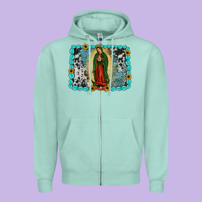 Gemstone Our Lady Of Guadalupe Zipper Hoodie Designed By Jahusdesignshop