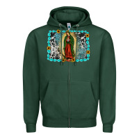 Sports Green Gemstone our lady of Guadalupe Zipper Hoodie - JahusDesignShop