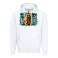 White Gemstone our lady of Guadalupe Zipper Hoodie - JahusDesignShop