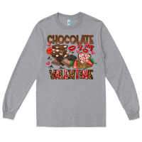 Heather Grey Chcolate is my Valentine Long Sleeve Tee - CowhideDigitalArt