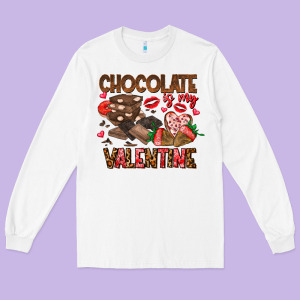 Chcolate Is My Valentine Long Sleeve Tee Designed By Cowhidedigitalart