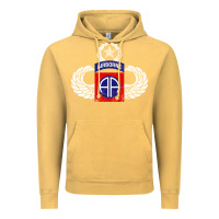 Vintage Mustard 82nd Airborne Div Parachutist Wings and Patch - Distressed Vintage Hoodie - baoMotion