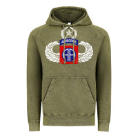 Vintage Olive 82nd Airborne Div Parachutist Wings and Patch - Distressed Vintage Hoodie - baoMotion