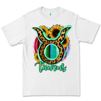 White Taurus Zodiac Sign Sunflower Leopard Serape Premium Tee - RanaPortraitStore