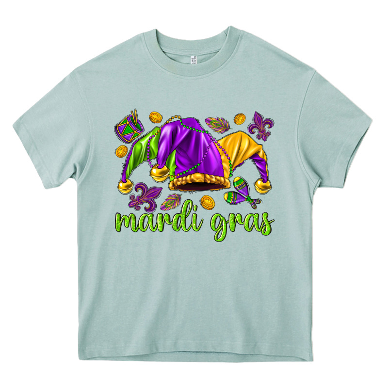 Mardi Gras With Jester Hat Heavy Core Tee by HowdyJamesFarm | Teevron