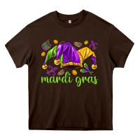 Chocolate Brown Mardi Gras with jester hat Heavy Core Tee - HowdyJamesFarm