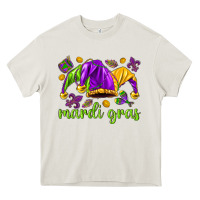 Cream Mardi Gras with jester hat Heavy Core Tee - HowdyJamesFarm